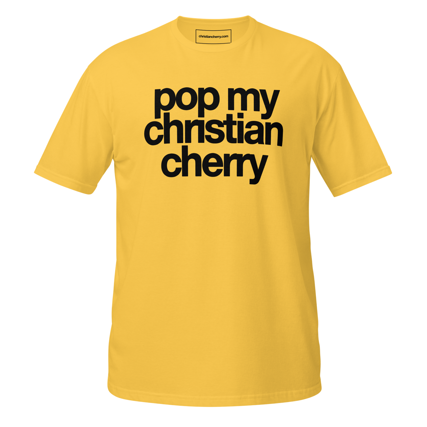 Pop My Christian Cherry yellow tee